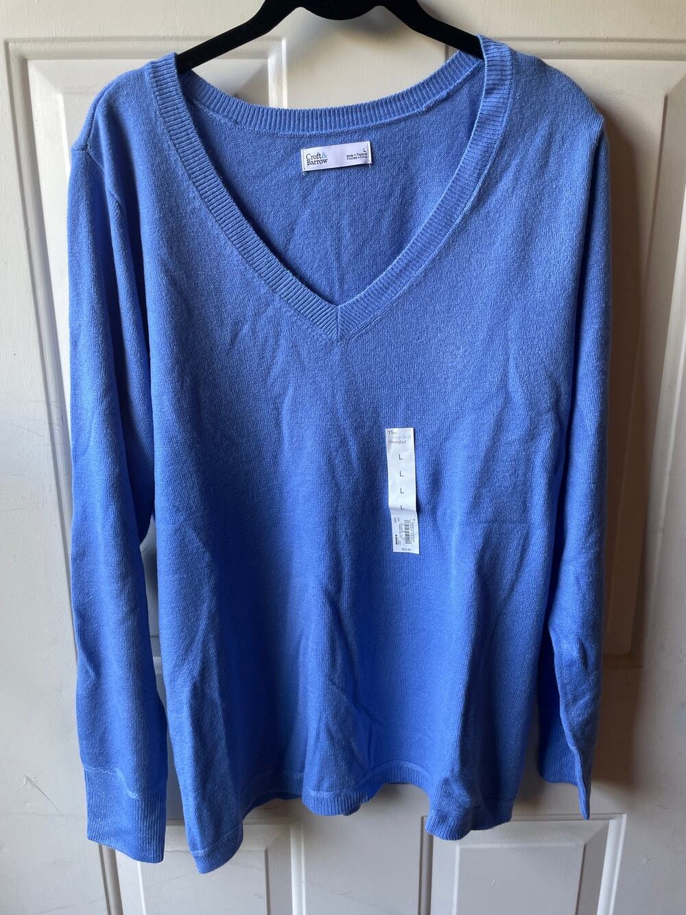 Women Croft & Barrow Extra Soft Sweater Crew Neck 440 Peri Anmne Size L Acrylic